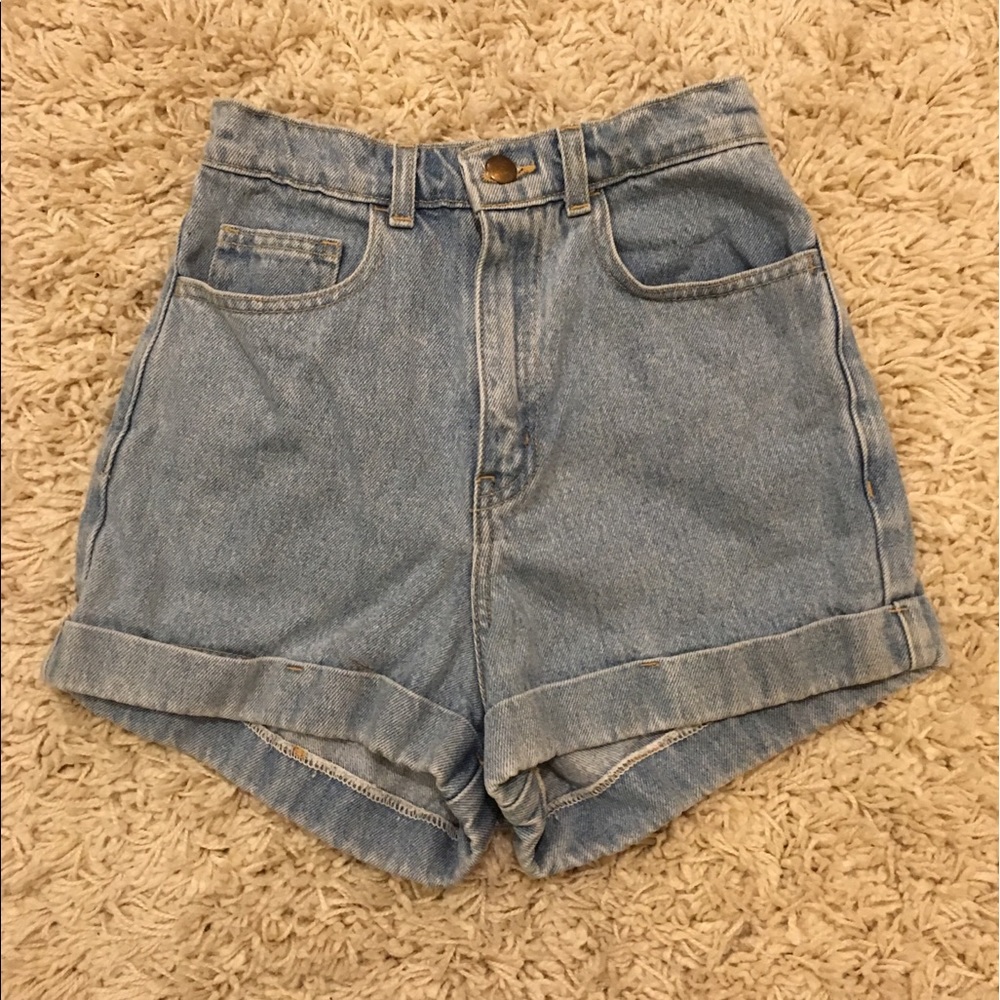 American Apparel denim high-waste cuff shorts